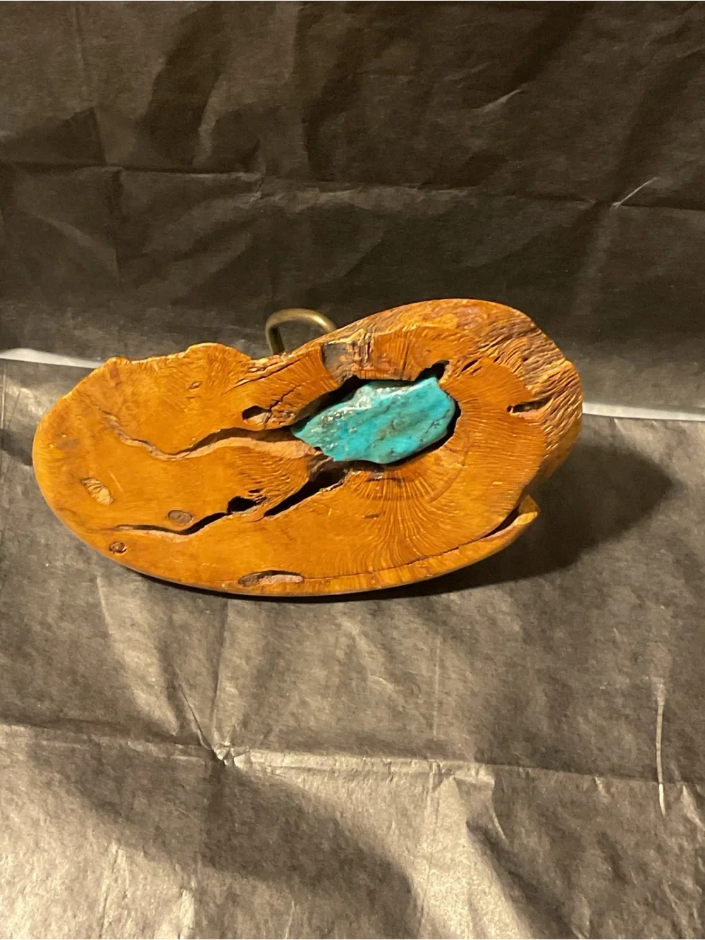 Handcrafted Turquoise Accent Wooden Belt buckle
